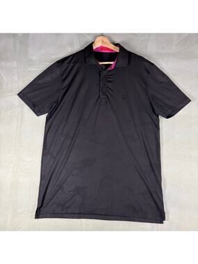 G/FORE Golf Polo Shirt Men Large Black Camo Stretch Performance Short Sleeve
